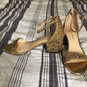 Blue by Betsey Johnson Mari Heeled Sandals, Gold, 9W